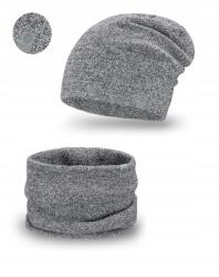 PaMaMi Téli szett, férfi, szürke, Pamami kémény sapka szett, akril, univerzális méret (15012+16106 komplet zimowy czapka komin)