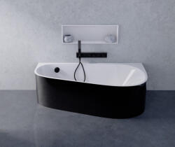 POLYSAN Projekta DR Monolith jobbos aszimmetrikus akril kád 156x77cm, fehér/fekete 21111MDRB (21111MDRB)