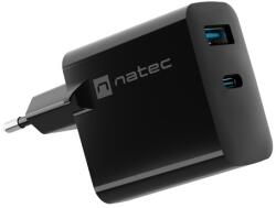 NATEC USB Charger Ribera Gan 1X USB-A + 1X USB-C 65W Black (NUC-2145)