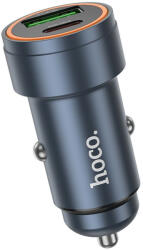  Car charger Hoco USB A + USB C PD QC3.0 3A 30W Z57A metal gray (6942007633109)