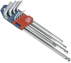 EXTOL PREMIUM 5 év imbuszkulcs klt. , 9db, extra hosszú; gömbfej, 1, 5-10mm, CV. , 95-237mm (8819312)