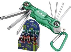 EXTOL CRAFT 3 év imbuszkulcs klt. , Cr40 gömbfej, színes, TÜV/GS; 7db, 1, 5-6mm, karabínerrel (66006)