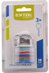 EXTOL CRAFT 3 év lakat, színesen festett vas, 3 kulccsal, bliszteren; 38mm (77021)
