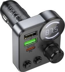 hoco. E86 Alegria FM bluetooth transmitter 2 x USB A + Type C PD QC3.0 48W E86 fekete