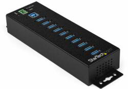 StarTech - 10 portos USB 3.0 hub hálózati adapterrel - Fém, ipari - HB30A10AME (HB30A10AME)