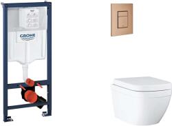 GROHE Rapid SL - Készlet fali beépítéshez, WC, SoftClose ülőkével és Skate Cosmopolitan gombbal, Triple Vortex, csiszolt Warm Sunset SANI11BB4128 (SANI11BB4128)