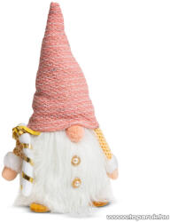  Karácsonyi skandináv manó dekoráció, rózsaszín sapkával, 28 cm magas