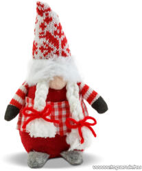  Karácsonyi skandináv manó dekoráció, hópehely mintás sapkával, 20 cm magas (58348)