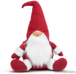  Karácsonyi skandináv LED-es manó dekoráció, piros sapkával, 35 cm magas