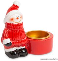 Karácsonyi kerámia teamécses tartó, hóember design (58259)