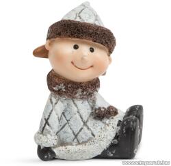  Karácsonyi dekor kerámia figura, havas kislány (58274A)