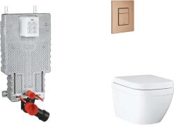 GROHE Uniset - Készlet fali beépítéshez, WC, SoftClose ülőkével és Skate Cosmopolitan gombbal, Triple Vortex, csiszolt Warm Sunset SANI15BB4108 (SANI15BB4108)