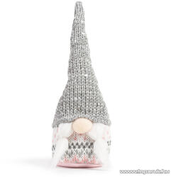  Karácsonyi skandináv manó dekoráció, szürke sapkával, 22 cm magas