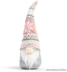  Karácsonyi skandináv manó dekoráció, skandináv mintás sapkával, 22 cm magas