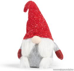  Karácsonyi skandináv manó dekoráció, piros sapkával, 36 cm magas