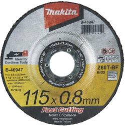 Makita B-46947 Vágókorong rozsdamentes acélhoz, 115 x 0, 8 x 22 mm (B-46947)