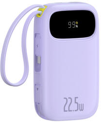 Baseus EnerFill FC21 Qpow 3 Ultra 20000mAh 22, 5W Hordozható Akkumulátor Digitális Kijelzővel és Kábellel - Lila