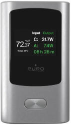 PURO Powerbank 10000mAh, 1xUSB-A + 1x USB-C, 45W, kijelzővel, Grigio Scuro