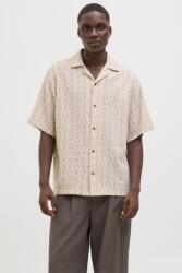 JACK & JONES Jack & Jones, Bő fazonú rövid ujjú ing, Barna, Világosbézs, M (12273289-OATMEAL-RELAXED-FIT-M)