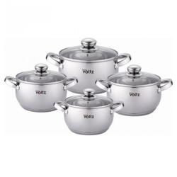 Voltz Oliver Voltz OV51210G8B Főzőkészlet, 8 darabos, többrétegű aljú, indukciós, rozsdamentes acél, ezüst (OV51210G8B)