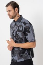 ONLY & SONS Only & Sons, Len- és pamuttartalmú normál fazonú ing, Világosszürke, Koptatott fekete, M (22032123-BLACK-SWIRLS-M)