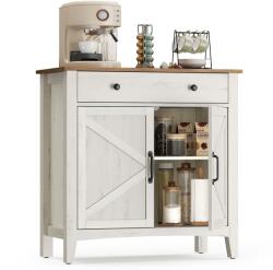 VASAGLE Tálalószekrény magasságban állítható polccal, 40 x 80 x 80 cm, fehér és mézbarna (BBK341W01)