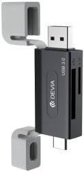 DEVIA 2 az 1-ben Leopard Series USB és Type-C kártyaolvasó, nagy sebességű 3.0, SD/TF, fekete (ST112360-805504792)