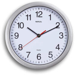 Cif Ceas de perete, D-25 cm, cifre arabe, cadran alb, MAUL Run - rama plastic argintie (MA-90526-95)