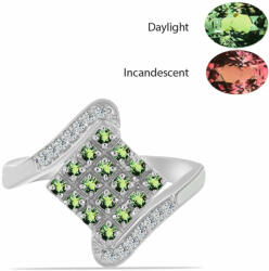  Ezüst Gyűrű Természetes Alexandrittal és Fehér Topázzal, Y61872/54