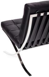  Háromszemélyes kanapé BARCELON fekete - olasz valódi bőr, króm