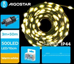 Aigostar - LED външна коледна гирлянда, 500 LED, 8 функции, 53 m, IP44, топло бяло (AI1421)