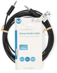 Nedis Sztereó audiokábel | 3.5 mm Dugasz | 3.5 mm Dugasz | Nikkelezett | 3.00 m | Kerek | Fekete | Label (CAGL22000BK30)