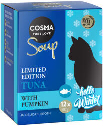 Cosma 12x40g Cosma Soup Téli kiadás tonhal & sütőtök étrend-kiegészítő macskáknak