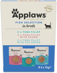 Applaws 6x70g Applaws tasakos hús-/hallében vegyes tonhal mix csomag (3 fajta), nedves macskaeledel