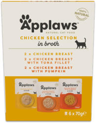 Applaws 48x70g Applaws tasakos hús-/hallében vegyes csirke mix csomag (3 fajta), nedves macskaeledel