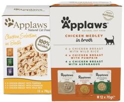 Applaws Chicken Medley macskáknak, csirke válogatott húslevesben 12 x 70 g