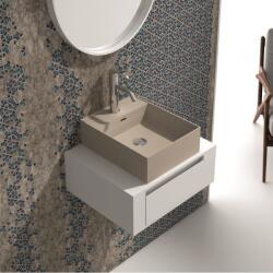 Inter Ceramic Мивка за баня ICP 6029/38338C + Мебел за баня, Inter Ceramic, стенен монтаж, iStone, бял + капучино мат, 60х50х20см + 38х48х12.5см (6029 / 38338C)