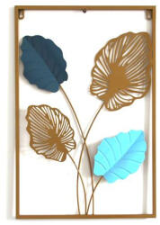 EXOD fali fém dekor, színes bükkfa levelek - 60x40cm - ML18