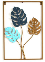 EXOD fali fém dekor, színes páfrányfenyő levelek - 60x40cm - ML19