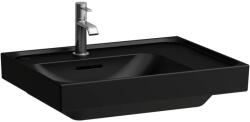 Laufen MEDA Mosdó 60 × 46 cm, jobb polcos, alsó éle csiszolt, egy csaplyuk, középen, Matt Fekete H8181117161041 (H8181117161041)