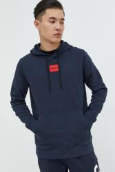 HUGO BOSS pamut melegítőfelső sötétkék, férfi, nyomott mintás, kapucnis - sötétkék XXL
