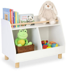 Relaxdays Alacsony gyerek polc játékoknak fehér-natúr 53x72x38 cm 10051353