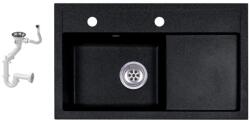 Laneo L725-43C Gránit Mosogató + Szifon (fekete)