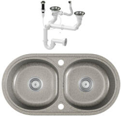 NERO G770-40SZ Gránit Mosogató + dugóemelő (szemcsés szürke)