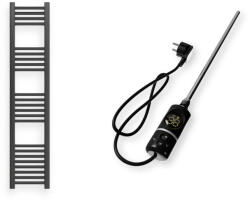 Törölközőszárító radiátor elektromos fűtőpatronnal 30 x 140 cm - Nero Italia C-400W (fekete)