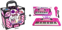 Mamido Akciós szett Gyermek kozmetikai tok + Nagy billentyűzet mikrofonnal, rózsaszín 37 gombos (S-SET015) - mamido