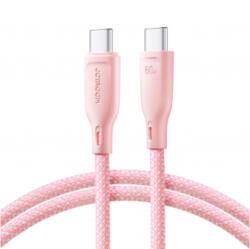 JOYROOM S-A34 USB-C to USB-C adatkábel, töltőkábel, pink (60W, 3A, 1m)