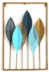 Exod ML15 - Fali fém dekor, színes lándzsa levelek 60x40 cm (21051T_smp)