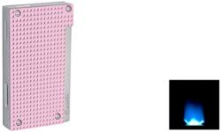 Caseti Flat Flame szúrólángos gyémánt mintás szivaröngyújtó - rózsaszín és króm színű (A-281134)