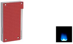 Caseti Flat Flame szúrólángos gyémánt mintás szivaröngyújtó - piros és króm színű (A-281135)